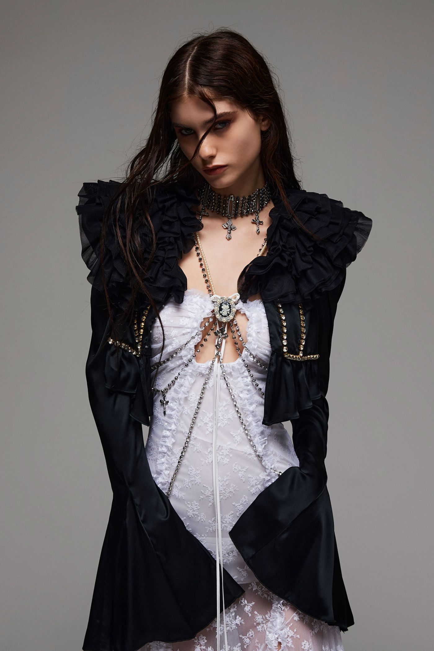 YanYan June Boxy Crew Jacket in Hood in Ivory
