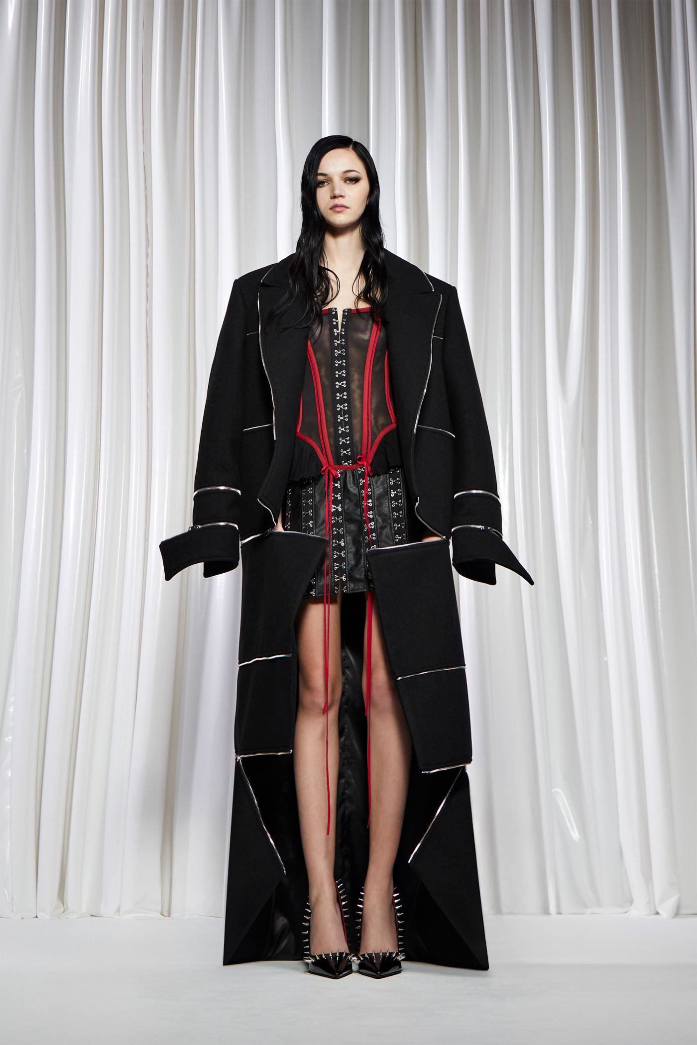 ENFOLD 2022 AW NO-COLLAR COAT Collarless Overlong 36 Black